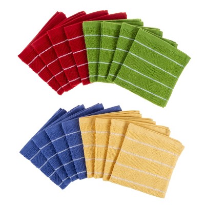 Hastings Home Cotton Dish Cloths, Solid Colors with White Trim 16-Pack -  20313708