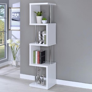 TOAOTBNBO 4-Tier Open Bookcase, Wood and Metal Bookshelf with Stroage Cabinet, Display Bookshelves for Home Office - 1 of 4