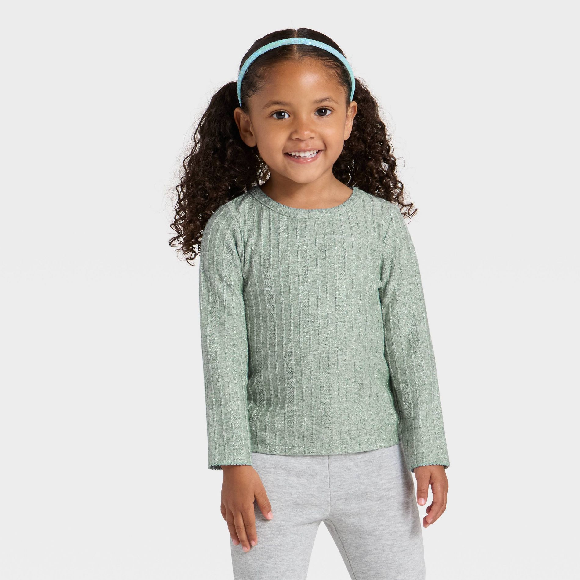 Toddler Girls' Pointelle Long Sleeve T-Shirt - Cat & Jack™ Green 5T