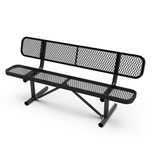 Flash Furniture Sigrid Outdoor Bench with Backrest, Commercial Grade Expanded Metal Mesh Seat and Backrest and Steel Frame - 1 of 4