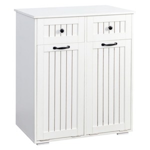 TopComfy Decorative Storage Cabinets Laundry Cabinet with 2 Removable laundry basketand 2 Drawers Locker for Living Room, White, 31.5"*15.75"*35.83" - 1 of 4