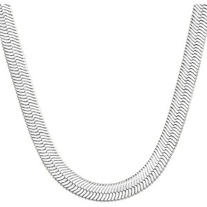 Gold Herringbone Choker Necklace for Women, 14K Gold Plated Layered Snake Chain SL-5MM 14" Herringbone Necklace - 1 of 4