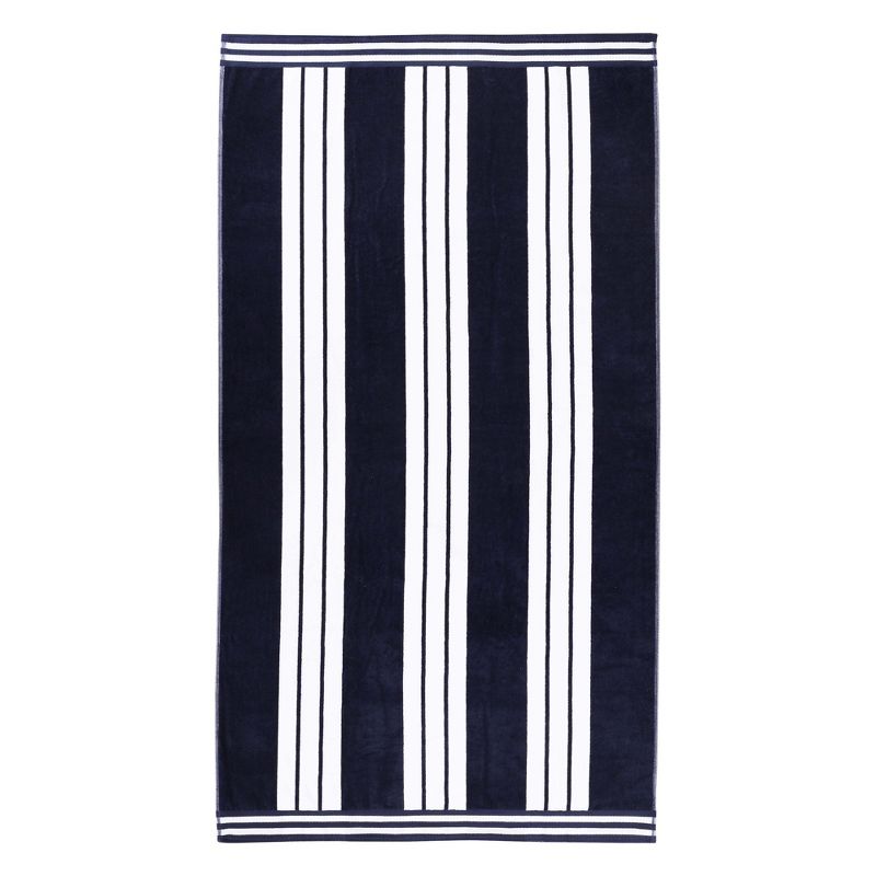 Striped Oversized Absorbant Extra Large Cotton Beach Towel, 1 Piece, Blue - Blue Nile Mills