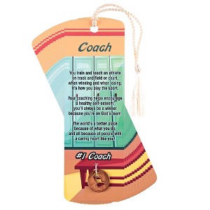Dicksons You Train and Teach - #1 Coach, Multicolor 6 x 2 Inch Paper Tassel Bookmark with Coin; Pack of 15 - 1 of 2