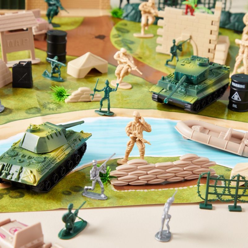 Blue Panda 400-Piece Plastic Army Men Playset - Small Military Toys and Action Figures for Boys with Soldiers, Tanks, Map, 3 of 9