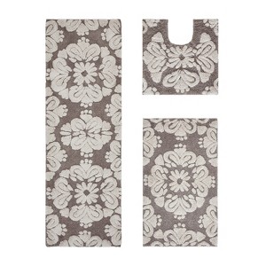 Medallion Collection 3 Piece 100% Cotton Tufted Bathroom Rug Set  with Non-Slip Backing, Machine Washable, Tumble Dry Bath Mat - 1 of 4