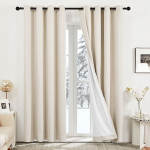 Deconovo 2 Panels Linen Look Blackout Curtains with 8 Grommets, Thermal Insulated Drapes - 1 of 4