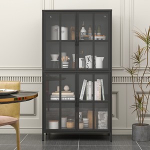 Metal Sideboard Cabinet, Accent Storage Cabinet with doors, Modern Coffee Bar Cabinet with Adjustable Shelves 200lbs Capacity for Kitchen-The Pop Home - 1 of 4