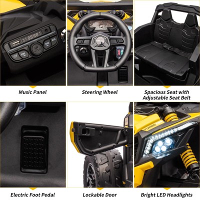 12V Yellow Off-Road UTV Car with LED Lights and Remote Control