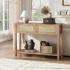 Rattan Console Table with 2 Drawers, Wooden Entryway Table with Rattan Sliding Door - 3 of 4