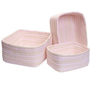 Colonial Mills Ticking Nesting Set - Pink Canvas Set -3 70% Polyester/30% Cotton Rectangle Nest set - 1 of 1