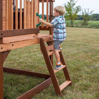 Echo Heights Elevated Cedar Playhouse with Slide and Kitchen