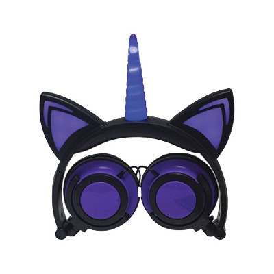 SoundBound Sparkle-Style CAT Unicorn LIGHT UP LED Over Ear Wired Headphones
