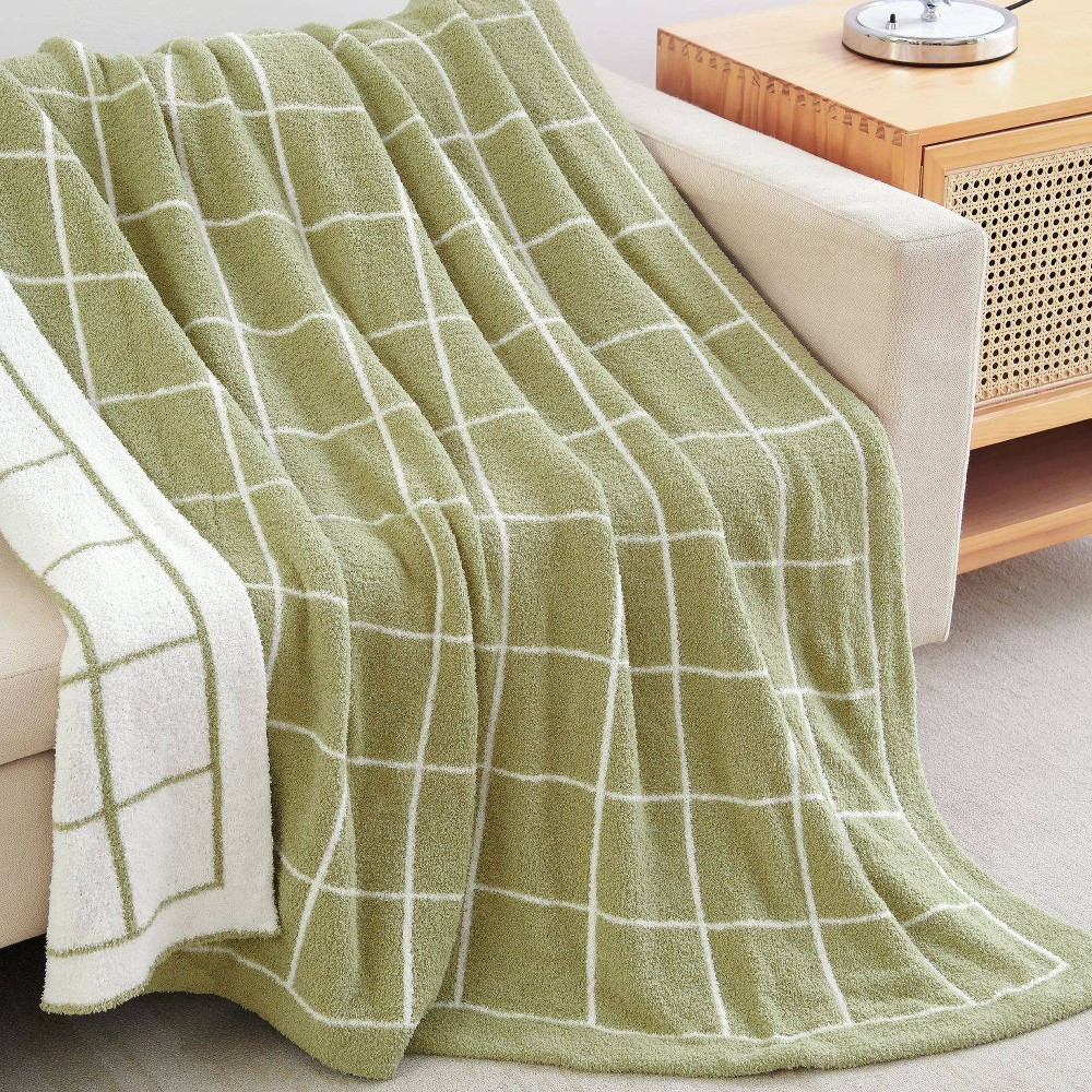 Photos - Duvet 50"x60" Mantolok Jacquard Knit Grid Throw Blanket: Reversible, Abstract Pa