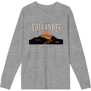 Adventure Society Hawaii Volcanoes Crew Neck Long Sleeve Heather Gray Adult Tee - 1 of 2