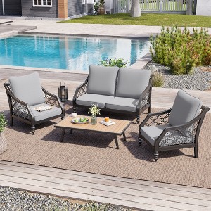 Crestlive Products Outdoor Deep Seat & Back Cushion Set 24 x 25 inch Patio Furniture Cushions with Removable Cover for Chair Sofa Couch - 1 of 4