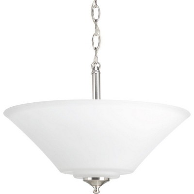 Brushed Nickel Glass 3-Light Semi-Flush Mount Fixture