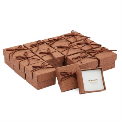 Gift Box Set - 12-Piece Jewelry Gift Boxes for Rings, Pendants - Ideal for Anniversaries, Weddings, Birthdays - Brown, 2 x 1.5 x 2 Inches