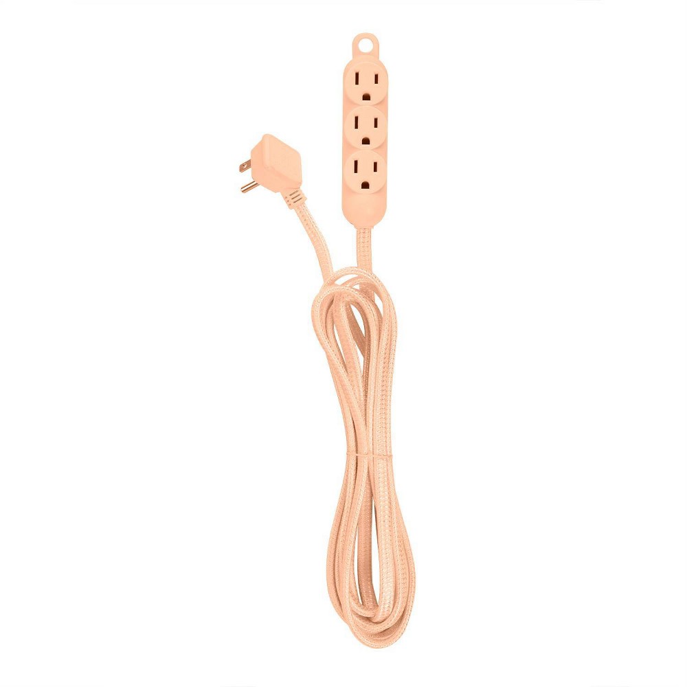 Globe Electric 12' 3 Outlet Extension Cord Apricot: Indoor Electrical Cord, 16 AWG, ETL Listed, 13 Amp, 12 ft Length