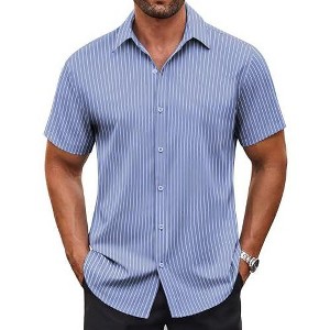 men short sleeve dress shirt Perry Ellis Men's Linen in Sprout Green, Size Medium, Solid, Regular This regular fit shirt is made from high AE Standard Fit Short-Sleeve Button-Up
