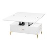 Modern Lift Top Coffee Multi Functional Table With Drawers, 47.24'' Rectangle Coffee MDF Table Top Gold Legs Base - 2 of 4