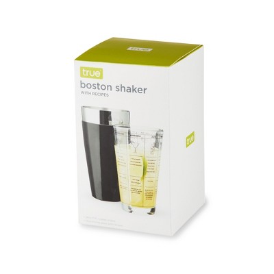 Black Stainless Steel Boston Shaker with Recipe Glass