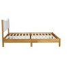 DOMETOUR Queen Size  Rubber Wooden , Solid Wooden Bed with Teddy Velvet Cushion Upholstered Headboard, Enhanced by Support Feet,Beech White - 4 of 4