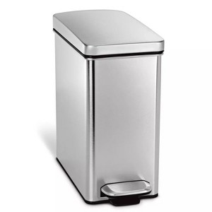 LunaLulinlk 10L Profile Step Trash Can Brushed Stainless Steel - 1 of 4