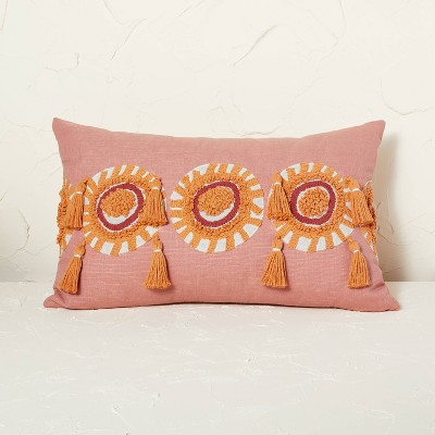 Oversized Embroidered and Appliqued Medallion Lumbar Throw Pillow Rose - Opalhouse™ designed with Jungalow™