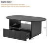 Cream Coffee Table with Lockable Casters, Cloud Design with Drawer, Spacious Storage, Black - 3 of 4