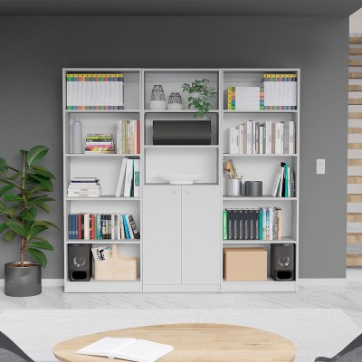 NicBex Bookcases for Home Office 3 Piece Bookcase Set 67" Wide Storage Cabinet Bookshelf with 14 Shelves for Living Room and Bedroom