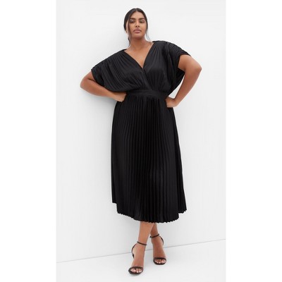 Women's Plus Size Henley Midi Dress - black | CITY CHIC