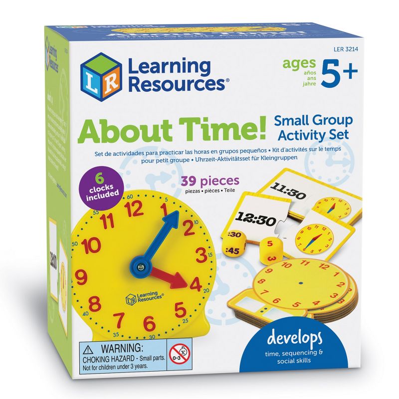 Learning Resources About Time! Group Activity Set, Classroom Set, 6 Write & Wipe Clocks, 3 of 8