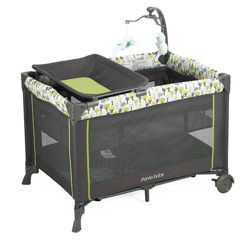 Pamo Babe Portable Nursery Center Foldable Bassinet Play Yard Crib Sleeper  With Travel Cot, Changing Table Diaper Station, Mobile, & Carry Bag, Green  : Target