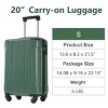FURNIinspire Luggage 20 Inch Carry On Luggage, Lightweight Durable Suitcase with Wheels for Travel Business, Green, 8.3"*13.6"*21.5" - 3 of 4