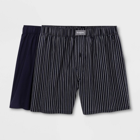 Men s Striped Woven 2pk Boxer Goodfellow Co Navy Xl Target