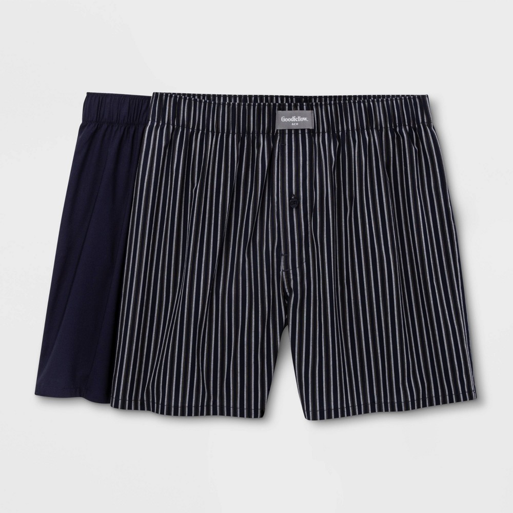 Men's Striped Woven 2pk Boxer - Goodfellow & Co™ Navy XL