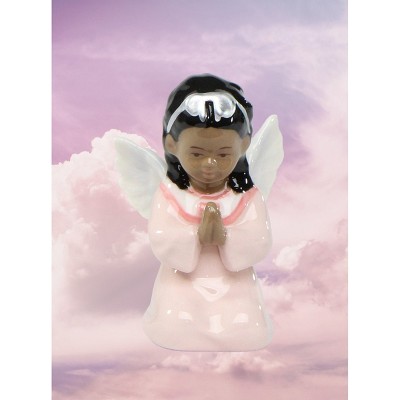 Ceramic Praying Angel Girl Figurine in Pink Dress