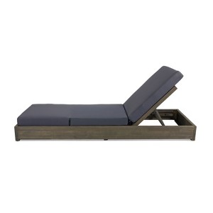 Christopher Knight Home Mira Outdoor Adjustable Acacia Wood Chaise Lounge with Cushion - 1 of 4