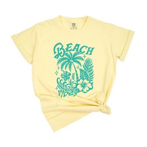 Simply Sage Market Women's Beach Vibes Distressed Short Sleeve Garment Dyed Tee - 1 of 3