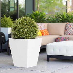 Gulches 18" Tall Metal Tapered Planter - Elegant Burnished White Pot with Drainage Hole - 1 of 4