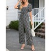 Whizmax Women's Summer Smocked Jumpsuits Casual Square Neck Short Sleeve High Waist Wide Leg Rompers with Pockets - 3 of 4