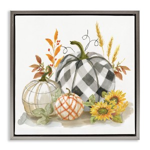 Stupell Industries Fall Patchwork Patterned Pumpkins, 18" x 18" - 1 of 4