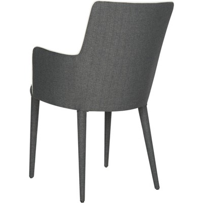 Transitional Faux Leather Arm Chair in Beige and Gray