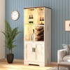 58" Kitchen Pantry Cabinet with Lights, Adjustable Shelves and Open Storage - 3 of 4