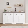 Modern Farmhouse Coffee Bar Cabinet – White Buffet with 2 Doors, 2 Drawers & Adjustable Shelf for Kitchen, Dining, or Living Room - 4 of 4