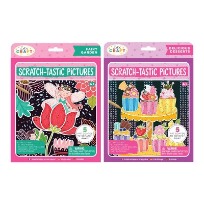 Bright Stripes 2pk Scratch-Tastic Pictures - Desserts & Fairies