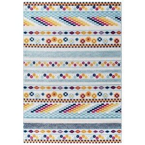Modway Reflect Cadhla 5x8 Area Rug – Vintage Abstract Geometric Lattice Pattern, Indoor/Outdoor Use with Low Pile Weave - 1 of 4