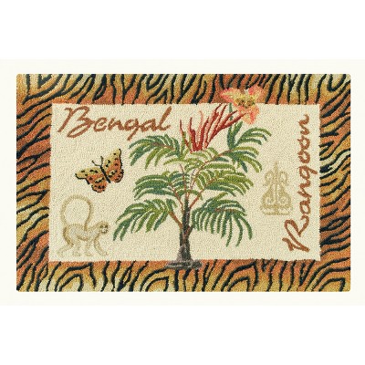 2'x3' Rectangle Hooked Floral Accent Rug Brown - C&F Home