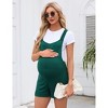 Clearlove Women's Maternity Jumpsuit Short Sleeve Overall Summer Casual Cross Back Crew Neck Control Rompers Loose Strap Overall Shorts - 4 of 4